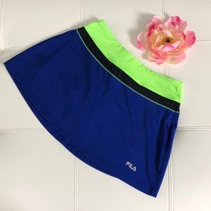 Fila Blue and Neon Green Athletic Mini Skirt